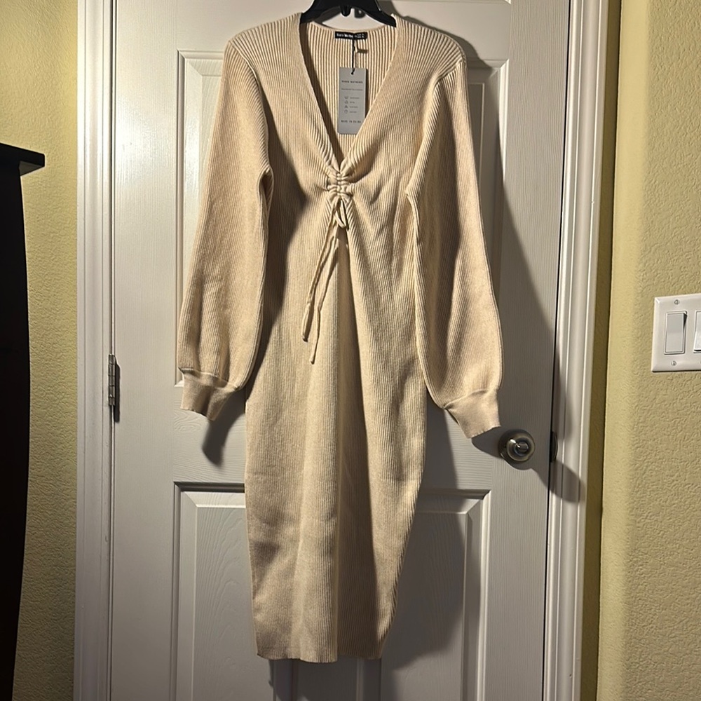 Cream Knit Midi Dress